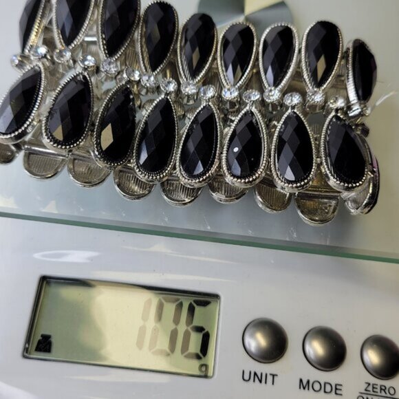 Women's Black Stretch Cuff Bracelet Wide Large Cuffs - Picture 7 of 8